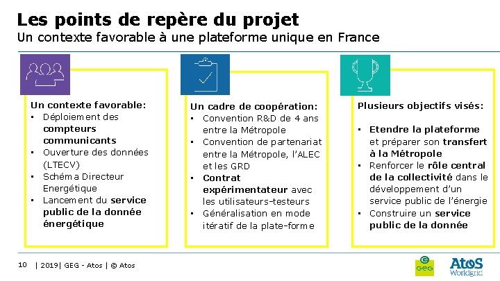 Les points de repère du projet Un contexte favorable à une plateforme unique en