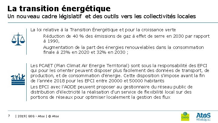 La transition énergétique Un nouveau cadre législatif et des outils vers les collectivités locales