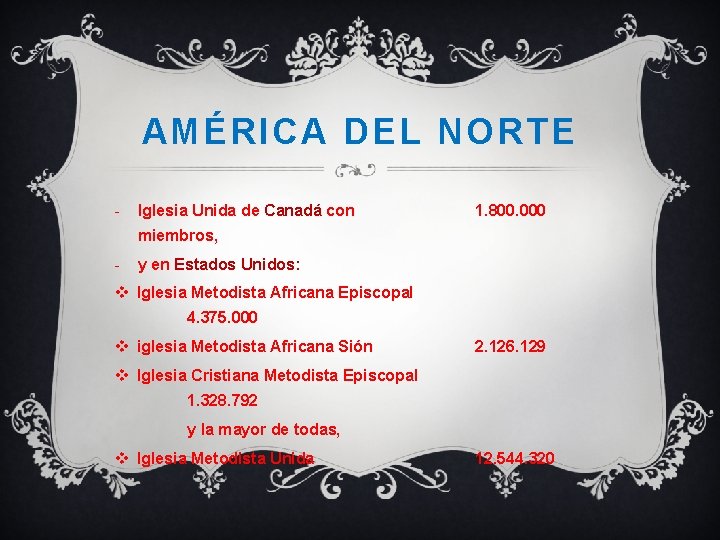 AMÉRICA DEL NORTE - Iglesia Unida de Canadá con 1. 800. 000 miembros, -