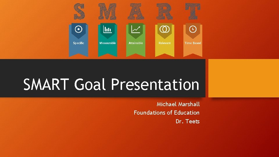 SMART Goal Presentation Michael Marshall Foundations of Education Dr. Teets 