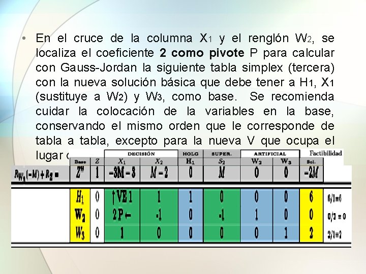  • En el cruce de la columna X 1 y el renglón W