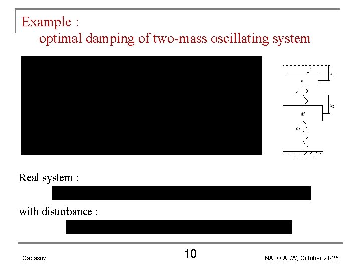 Example : optimal damping of two-mass oscillating system Real system : with disturbance :