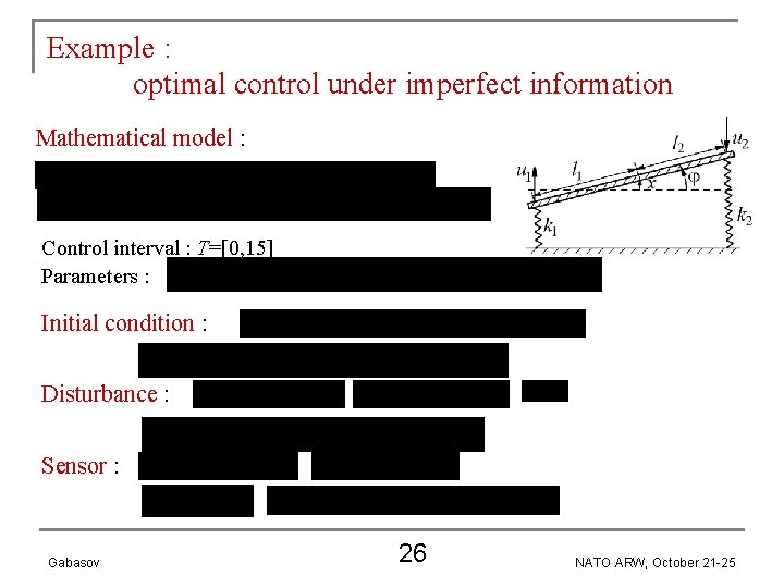 Example : optimal control under imperfect information Mathematical model : Control interval : T=[0,