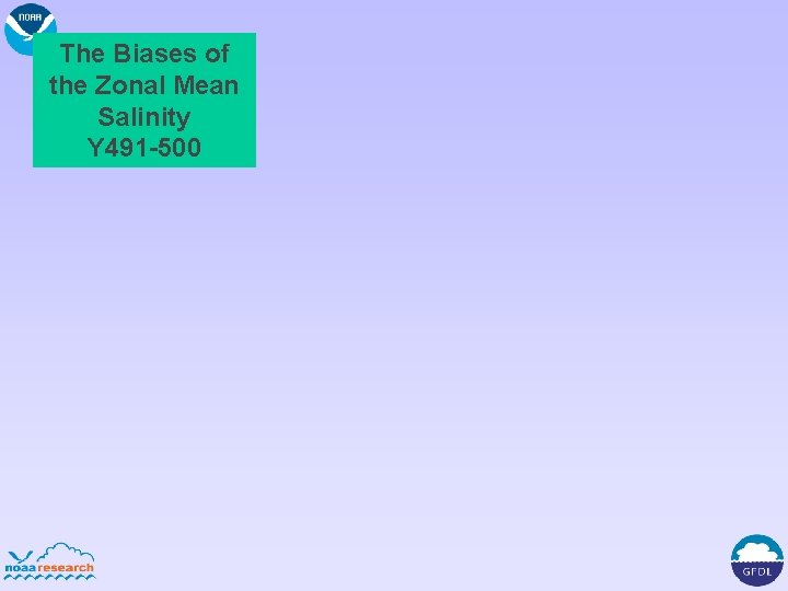 The Biases of the Zonal Mean Salinity Y 491 -500 