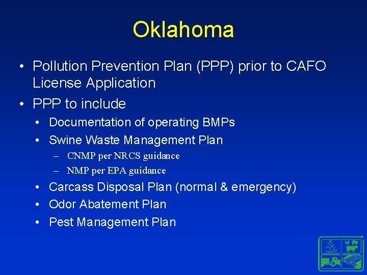 Oklahoma • Pollution Prevention Plan (PPP) prior to CAFO License Application • PPP to Oklahoma • Pollution Prevention Plan (PPP) prior to CAFO License Application • PPP to