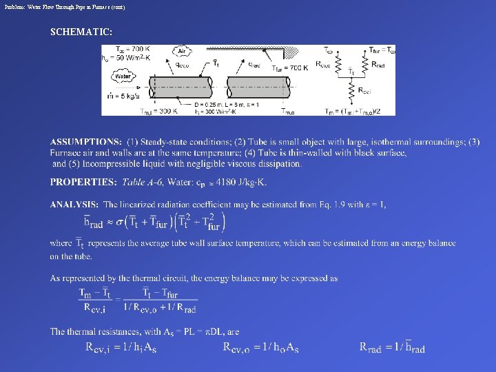 Problem: Water Flow Through Pipe in Furnace (cont) SCHEMATIC: 