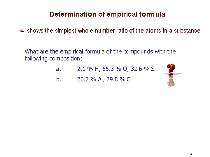 Determination of empirical formula shows the simplest whole-number ratio of the atoms in a