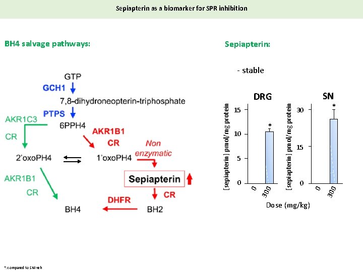 Sepiapterin as a biomarker for SPR inhibition BH 4 de salvage novopathways: pathway: Sepiapterin: