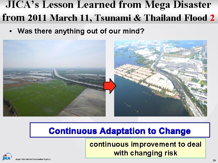 JICA’s Lesson Learned from Mega Disaster from 2011 March 11, Tsunami & Thailand Flood