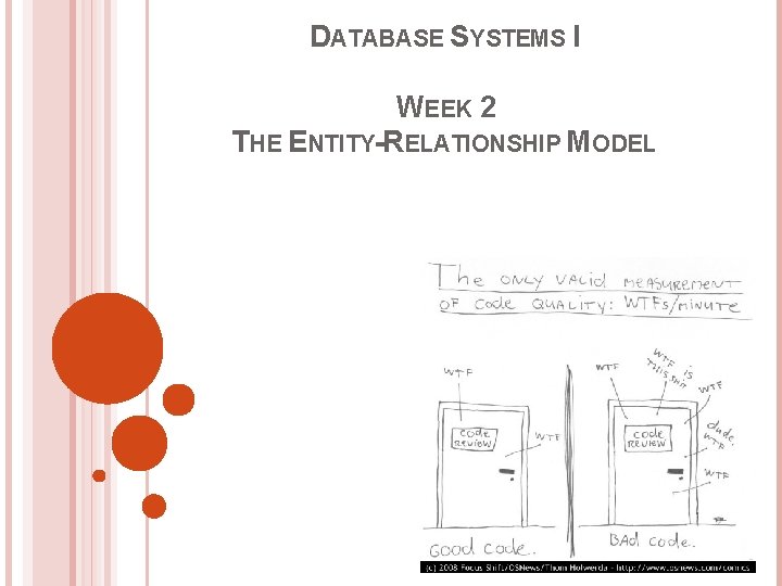 DATABASE SYSTEMS I WEEK 2 THE ENTITY-RELATIONSHIP MODEL 