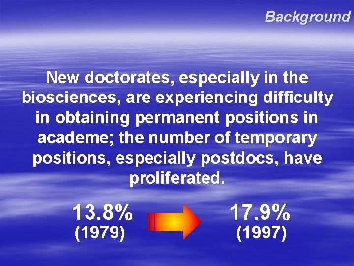 Background New doctorates, especially in the biosciences, are experiencing difficulty in obtaining permanent positions Background New doctorates, especially in the biosciences, are experiencing difficulty in obtaining permanent positions