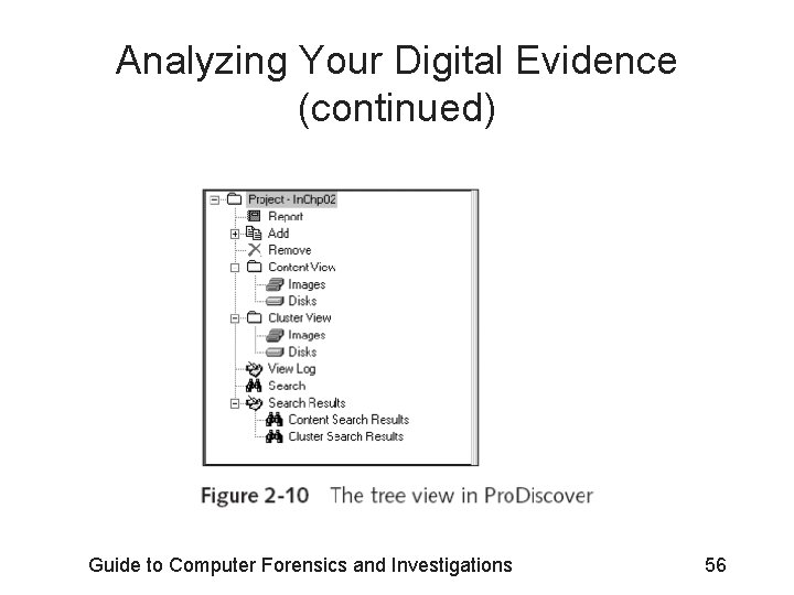 Analyzing Your Digital Evidence (continued) Guide to Computer Forensics and Investigations 56 