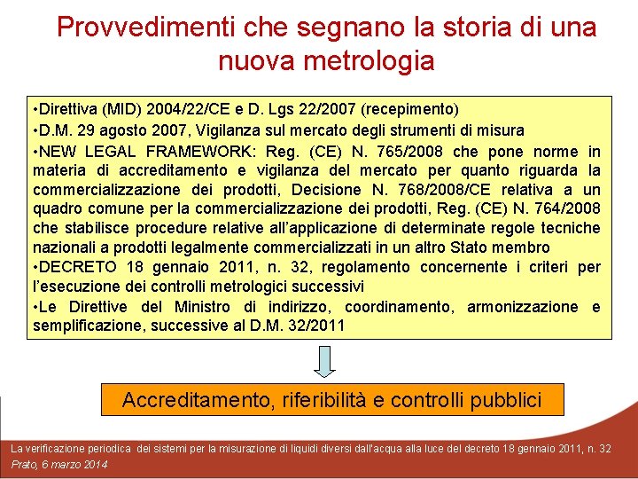 Provvedimenti che segnano la storia di una nuova metrologia • Direttiva (MID) 2004/22/CE e