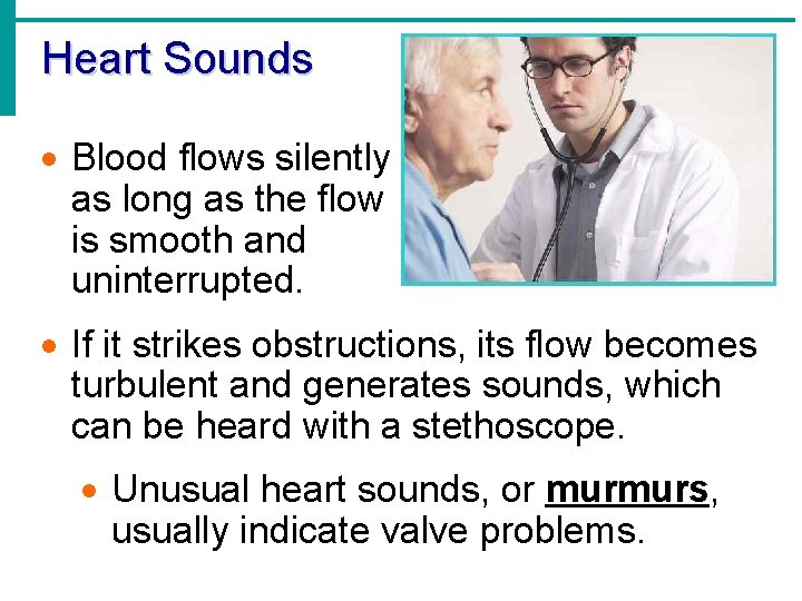 Heart Sounds · Blood flows silently as long as the flow is smooth and Heart Sounds · Blood flows silently as long as the flow is smooth and