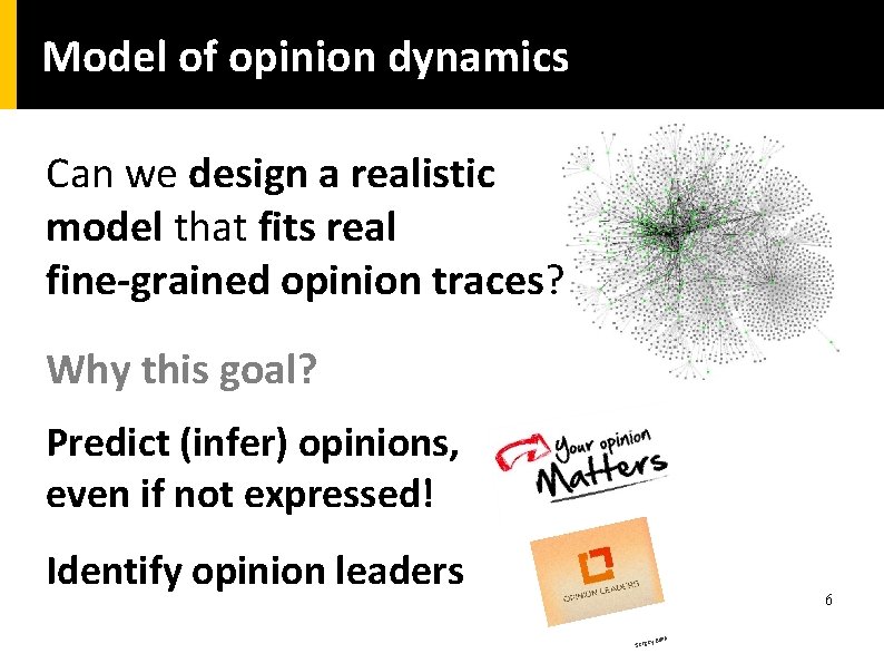 Model of opinion dynamics Can we design a realistic model that fits real fine-grained Model of opinion dynamics Can we design a realistic model that fits real fine-grained