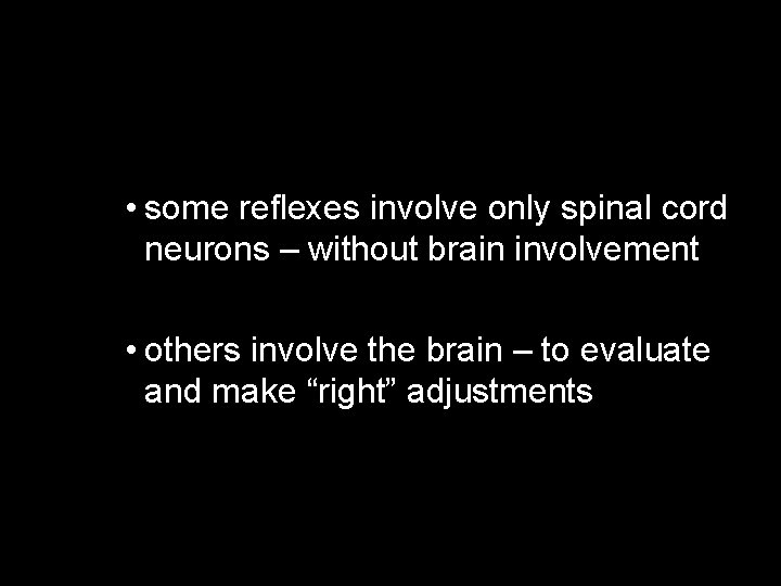  • some reflexes involve only spinal cord neurons – without brain involvement •