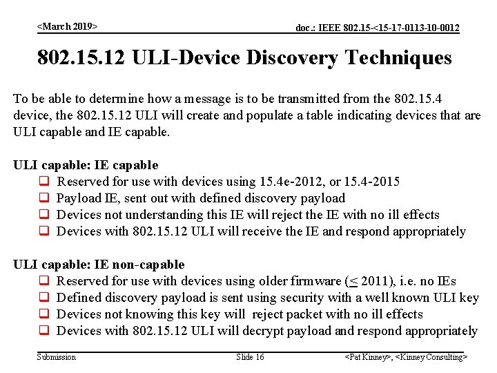 <March 2019> doc. : IEEE 802. 15 -<15 -17 -0113 -10 -0012 802. 15.