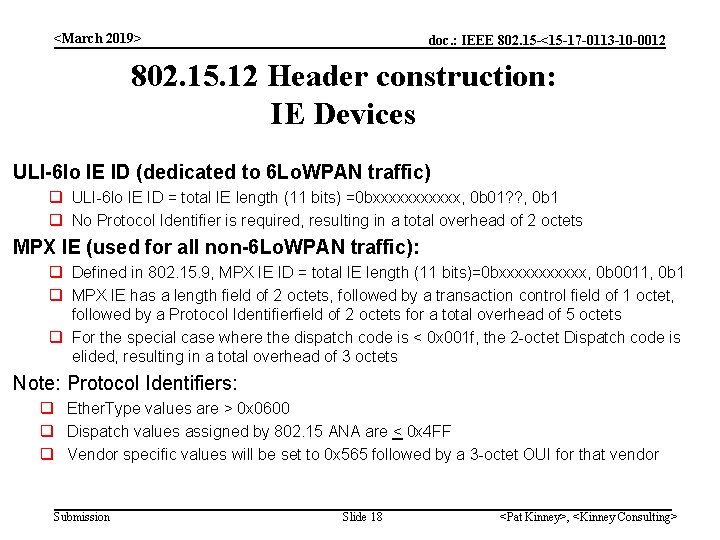 <March 2019> doc. : IEEE 802. 15 -<15 -17 -0113 -10 -0012 802. 15.