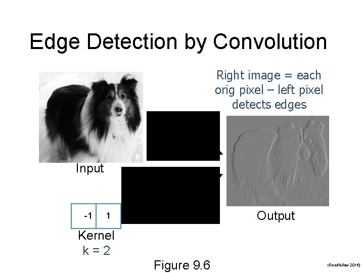 Edge Detection by Convolution Right image = each orig pixel – left pixel detects Edge Detection by Convolution Right image = each orig pixel – left pixel detects