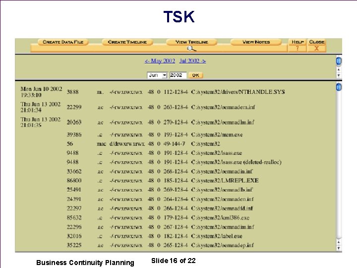 TSK n Business Continuity Planning Slide 16 of 22 