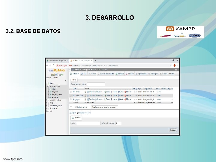 3. DESARROLLO 3. 2. BASE DE DATOS 