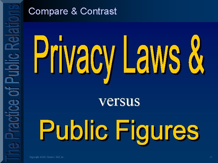 Compare & Contrast versus Copyright © 2001 Prentice Hall, Inc. 15 