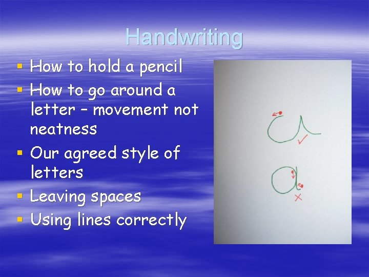 Handwriting § How to hold a pencil § How to go around a letter