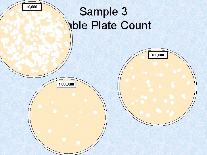 10, 000 Sample 3 Viable Plate Count 100, 000 1, 000 