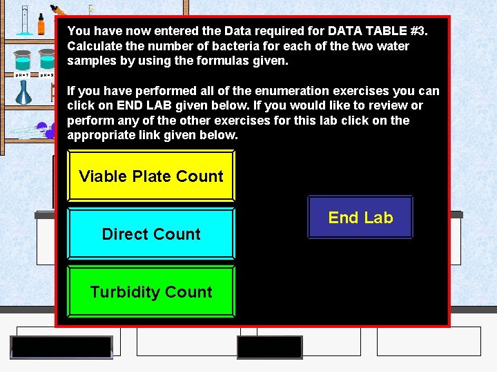 You have now entered the Data required for DATA TABLE #3. Calculate the number