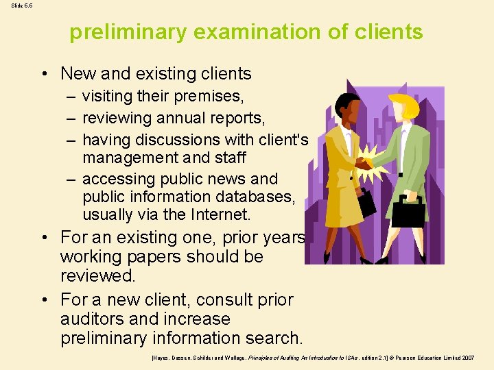 Slide 5. 5 preliminary examination of clients • New and existing clients – visiting