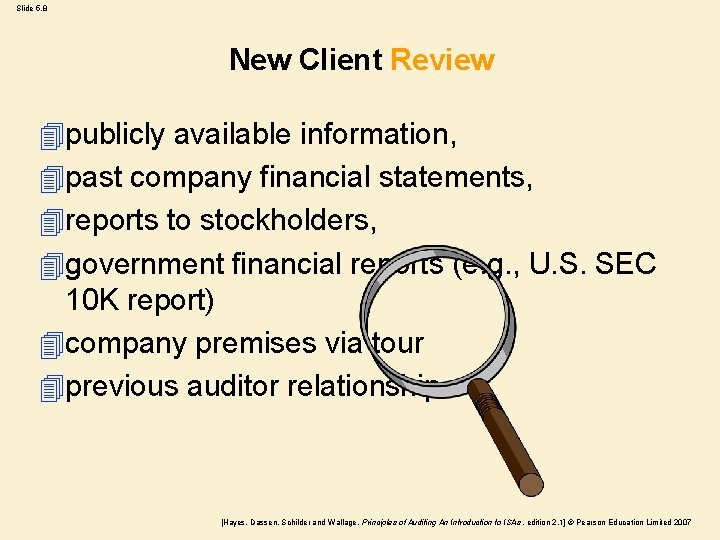 Slide 5. 8 New Client Review 4 publicly available information, 4 past company financial