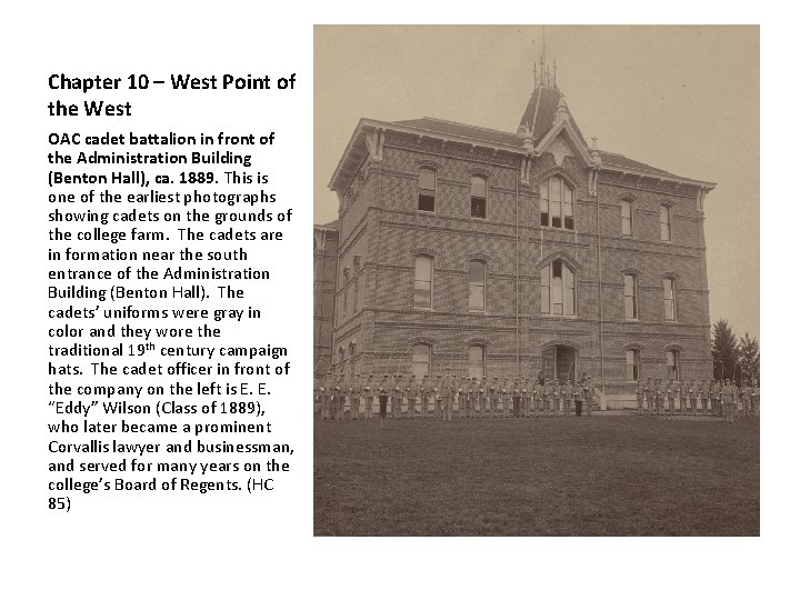 Chapter 10 – West Point of the West OAC cadet battalion in front of