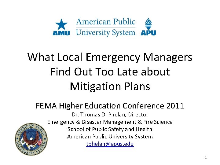What Local Emergency Managers Find Out Too Late about Mitigation Plans FEMA Higher Education