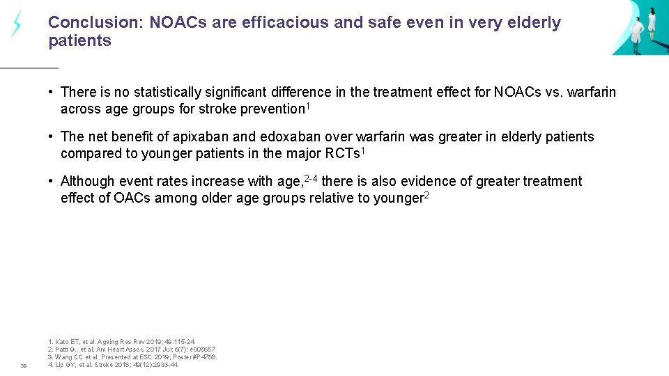 Conclusion: NOACs are efficacious and safe even in very elderly patients • There is