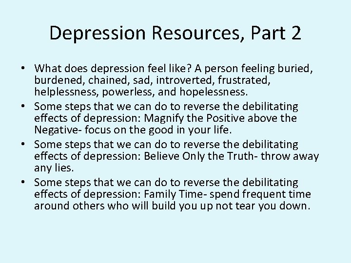 Depression Resources, Part 2 • What does depression feel like? A person feeling buried,