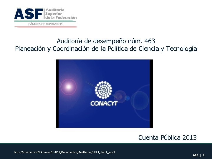 Auditora de desempeo nm 463 Planeacin y Coordinacin