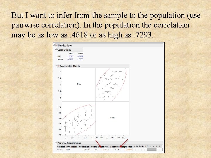 But I want to infer from the sample to the population (use pairwise correlation).