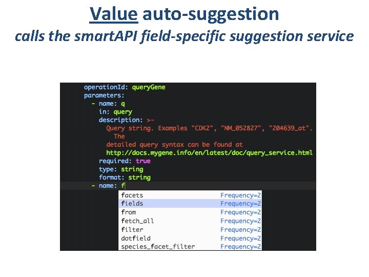 Value auto-suggestion calls the smart. API field-specific suggestion service 