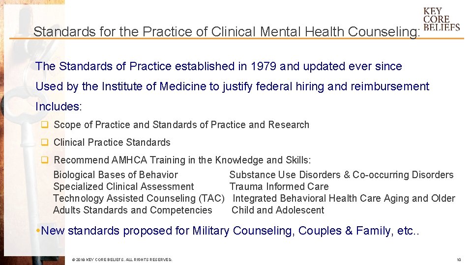 Standards for the Practice of Clinical Mental Health Counseling: The Standards of Practice established