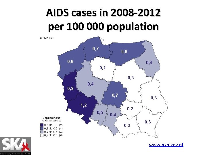 AIDS cases in 2008 -2012 per 100 000 population www. pzh. gov. pl 