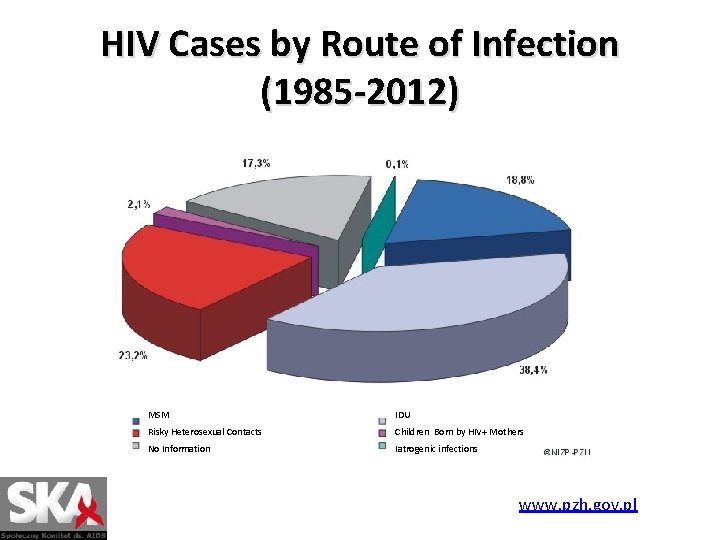 HIV Cases by Route of Infection (1985 -2012) MSM IDU Risky Heterosexual Contacts Children