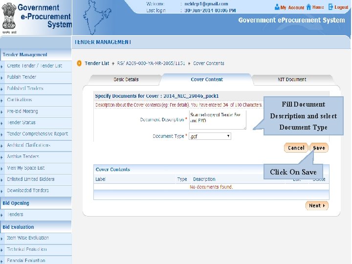 Fill Document Description and select Document Type Click On Save Fill Document Description and select Document Type Click On Save
