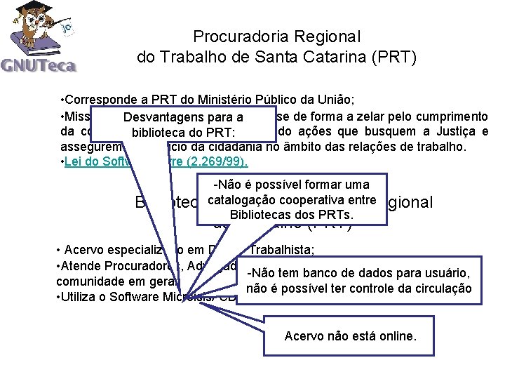 Procuradoria Regional do Trabalho de Santa Catarina (PRT) • Corresponde a PRT do Ministério