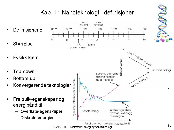 Kap. 11 Nanoteknologi - definisjoner • Definisjonene • Størrelse • Fysikk-kjemi • Top-down •