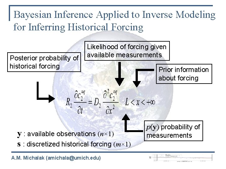 Bayesian Inference Applied to Inverse Modeling for Inferring Historical Forcing Posterior probability of historical
