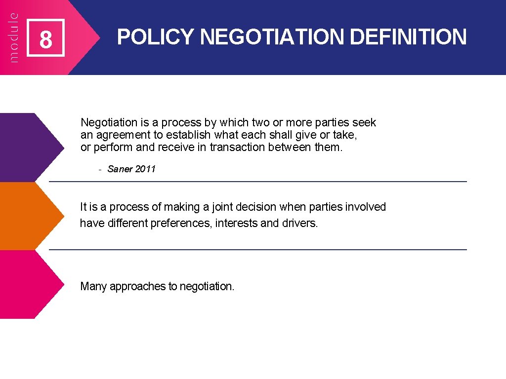 8 POLICY NEGOTIATION DEFINITION Negotiation is a process by which two or more parties 8 POLICY NEGOTIATION DEFINITION Negotiation is a process by which two or more parties
