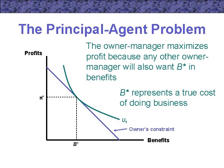 The Principal-Agent Problem The owner-manager maximizes profit because any other ownermanager will also want