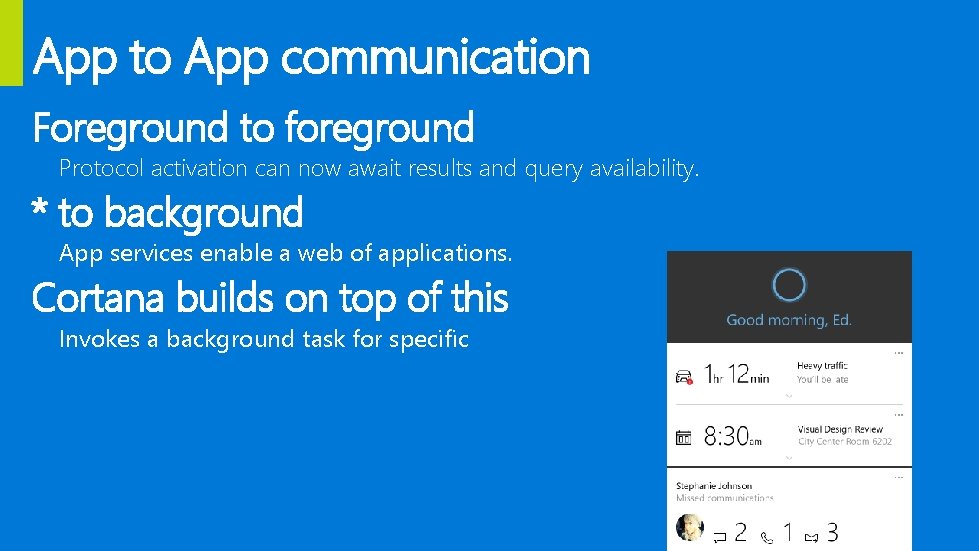 App to App communication Foreground to foreground Protocol activation can now await results and