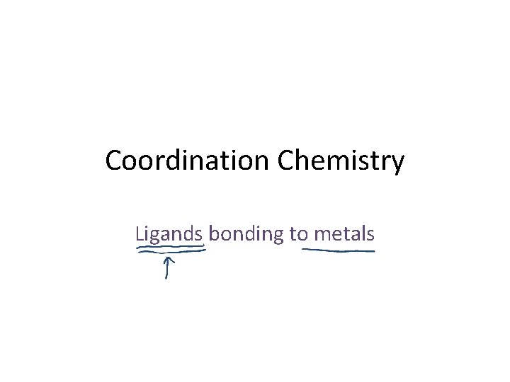 Coordination Chemistry Ligands bonding to metals 