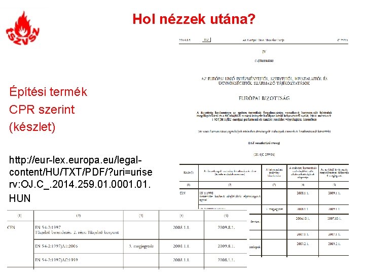 Hol nézzek utána? Építési termék CPR szerint (készlet) http: //eur-lex. europa. eu/legalcontent/HU/TXT/PDF/? uri=urise rv: